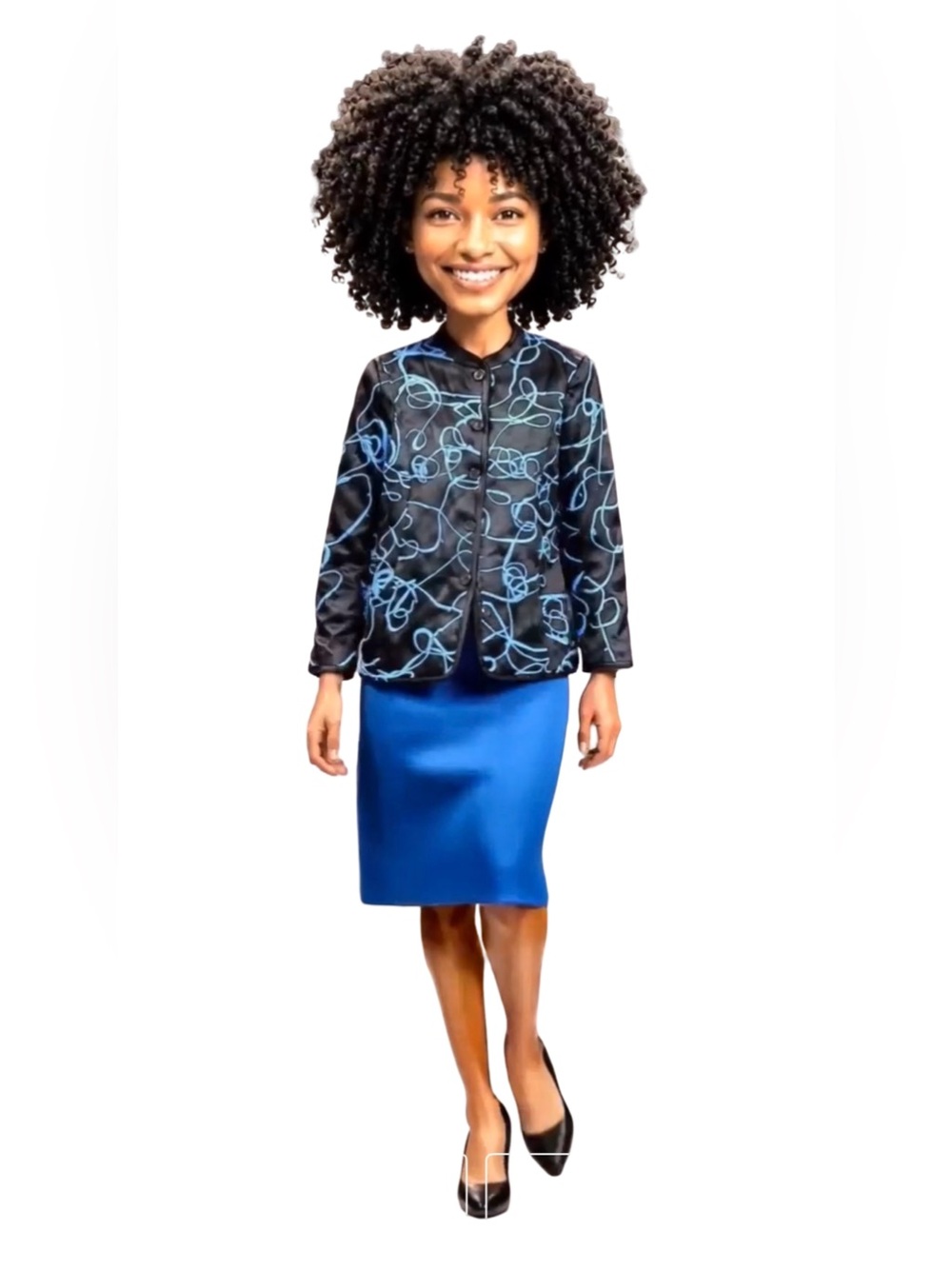 Carlisle Designer Jacket & Skirt Set | Abstract Blue Art Print - Picture 3 of 14